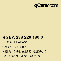 Color code: RGBA 238 228 180 0 | qconv.com