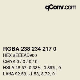 Color code: RGBA 238 234 217 0 | qconv.com