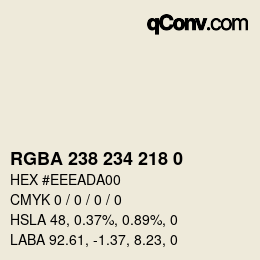Color code: RGBA 238 234 218 0 | qconv.com