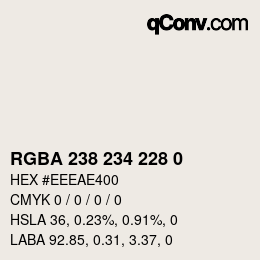 Color code: RGBA 238 234 228 0 | qconv.com