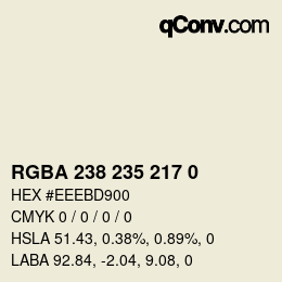Color code: RGBA 238 235 217 0 | qconv.com