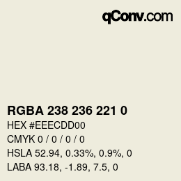 Color code: RGBA 238 236 221 0 | qconv.com