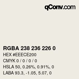 Color code: RGBA 238 236 226 0 | qconv.com