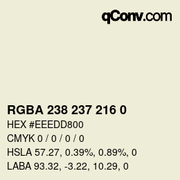 Color code: RGBA 238 237 216 0 | qconv.com