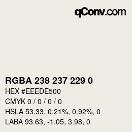 Color code: RGBA 238 237 229 0 | qconv.com