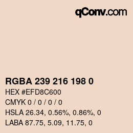 Color code: RGBA 239 216 198 0 | qconv.com