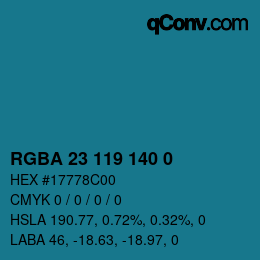 Farbcode: RGBA 23 119 140 0 | qconv.com