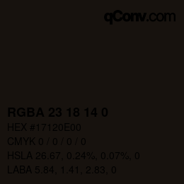 Color code: RGBA 23 18 14 0 | qconv.com