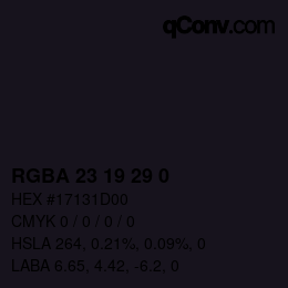 Color code: RGBA 23 19 29 0 | qconv.com