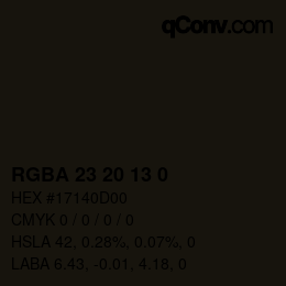 颜色代码: RGBA 23 20 13 0 | qconv.com