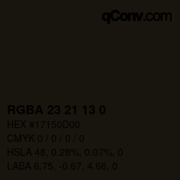 Color code: RGBA 23 21 13 0 | qconv.com
