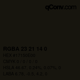 Color code: RGBA 23 21 14 0 | qconv.com