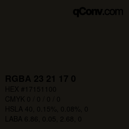 Color code: RGBA 23 21 17 0 | qconv.com