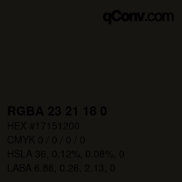 Color code: RGBA 23 21 18 0 | qconv.com