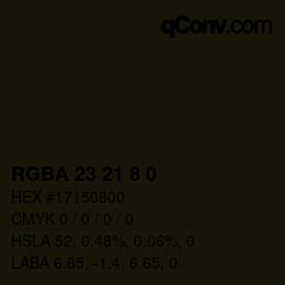 Código de color: RGBA 23 21 8 0 | qconv.com