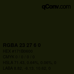 Color code: RGBA 23 27 6 0 | qconv.com