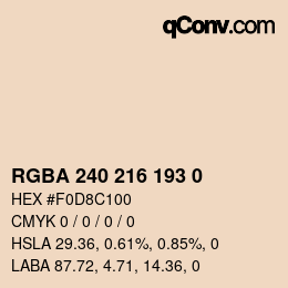Color code: RGBA 240 216 193 0 | qconv.com