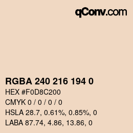 Farbcode: RGBA 240 216 194 0 | qconv.com