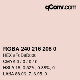 Color code: RGBA 240 216 208 0 | qconv.com