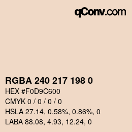 Color code: RGBA 240 217 198 0 | qconv.com
