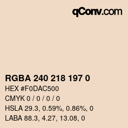 Color code: RGBA 240 218 197 0 | qconv.com