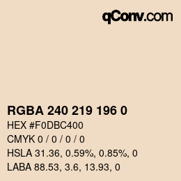 颜色代码: RGBA 240 219 196 0 | qconv.com