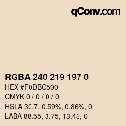 Color code: RGBA 240 219 197 0 | qconv.com