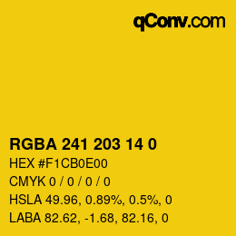 Color code: RGBA 241 203 14 0 | qconv.com