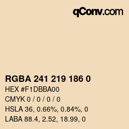 Color code: RGBA 241 219 186 0 | qconv.com
