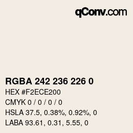 Código de color: RGBA 242 236 226 0 | qconv.com