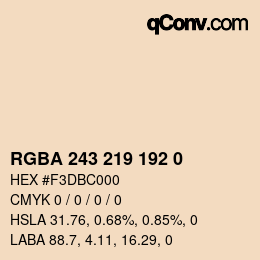 Color code: RGBA 243 219 192 0 | qconv.com
