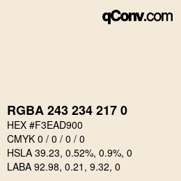 Color code: RGBA 243 234 217 0 | qconv.com