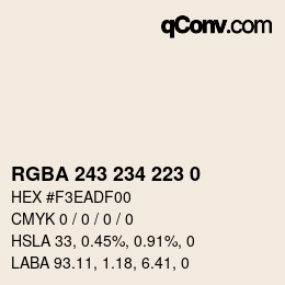 颜色代码: RGBA 243 234 223 0 | qconv.com