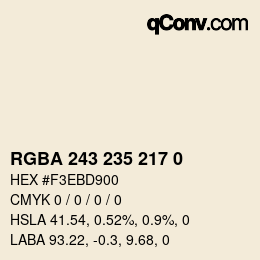 Color code: RGBA 243 235 217 0 | qconv.com