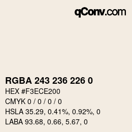Color code: RGBA 243 236 226 0 | qconv.com