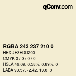 Color code: RGBA 243 237 210 0 | qconv.com