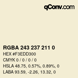Color code: RGBA 243 237 211 0 | qconv.com