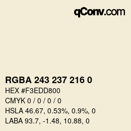 颜色代码: RGBA 243 237 216 0 | qconv.com