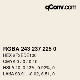 Color code: RGBA 243 237 225 0 | qconv.com