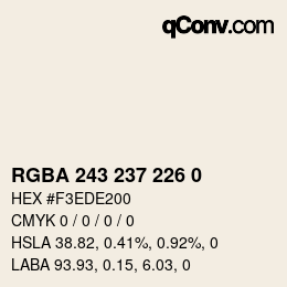 颜色代码: RGBA 243 237 226 0 | qconv.com