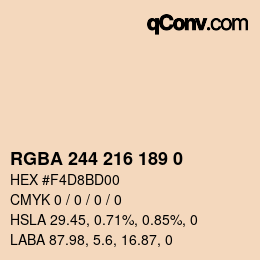 Color code: RGBA 244 216 189 0 | qconv.com
