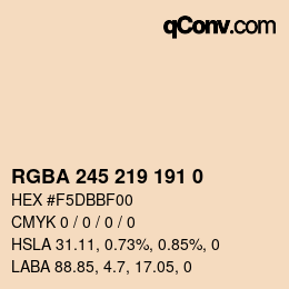 Color code: RGBA 245 219 191 0 | qconv.com
