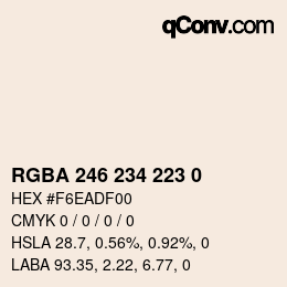 Color code: RGBA 246 234 223 0 | qconv.com