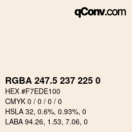 Color code: RGBA 247.5 237 225 0 | qconv.com