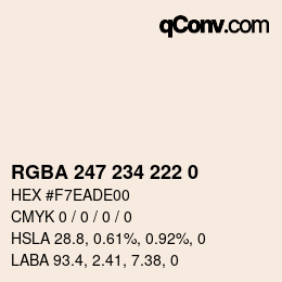Color code: RGBA 247 234 222 0 | qconv.com