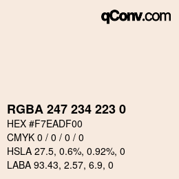 颜色代码: RGBA 247 234 223 0 | qconv.com