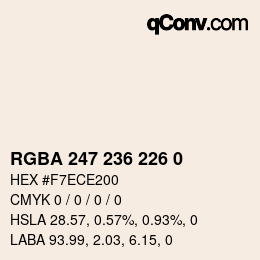 Color code: RGBA 247 236 226 0 | qconv.com