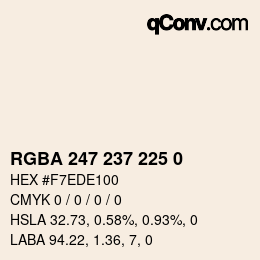 Color code: RGBA 247 237 225 0 | qconv.com