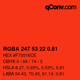Código de color: RGBA 247 53 22 0.81 | qconv.com