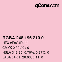 Color code: RGBA 248 196 210 0 | qconv.com